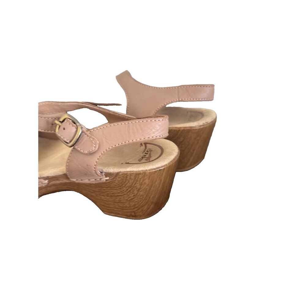 Dansko Beige Leather Closed Toe Sandals Clogs Mary Jane Womens 38 7.5/8 - Picture 3 of 10